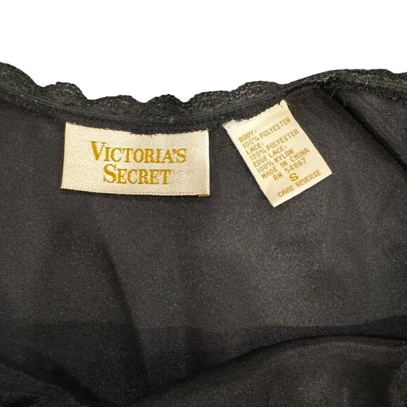 Vintage Victoria’s Secret Black Satin & Lace Asymmetrical Slip Nightgown – Small - Picture 6 of 6